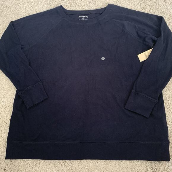 Eddie Bauer Sueded Sweatshirt Womens Sz XXL Navy Blue Pullover Lightweight NEW - Picture 1 of 6
